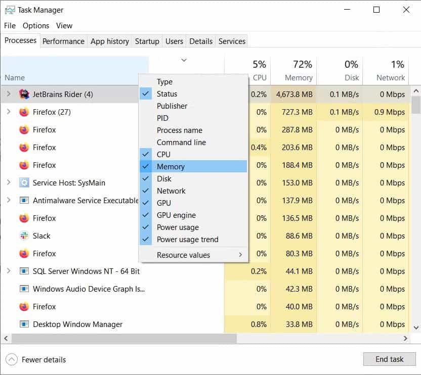 Game Mode in Windows 11: Helpful or Hype? 1 Windows Task Manager process list