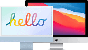 Two Apple iMac desktop computers