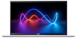 Acer laptop with a coloured wave on its screen